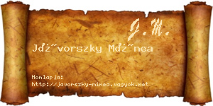Jávorszky Mínea névjegykártya
